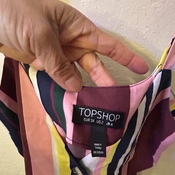 TOPSHOP Womens Sleeveless Stripe Button Front Mini Dress Size - Picture 6 of 8